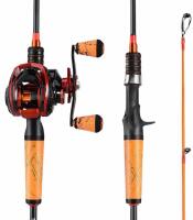 (2) One Bass Right Hand 6&rsquo; & 6'6" Baitcasting Rod and Reel Combos, Medium Heavy, Fast Action, 24-Ton Carbon Fiber (FL 5) - 6