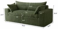 MOXYOYO Olive Green Plush Faux Fur 3-Seater Sofa, 75.6&rdquo; x 33.5&rdquo;, High-Resilience Foam, Pillows Included - 2