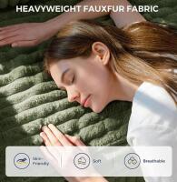 MOXYOYO Olive Green Plush Faux Fur 3-Seater Sofa, 75.6&rdquo; x 33.5&rdquo;, High-Resilience Foam, Pillows Included - 3