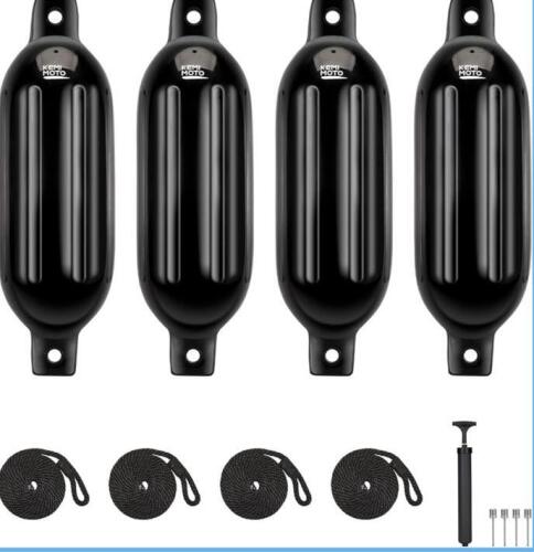 KEMIMOTO 8.5" x 27" Inflatable Boat Fenders with Ropes and Inflator retail $110 a set (shelf 10)