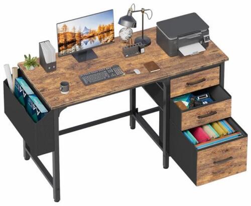 47" Computer Desk with 3 Fabric Drawers & Side Pocket