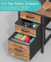 47" Computer Desk with 3 Fabric Drawers & Side Pocket - 3