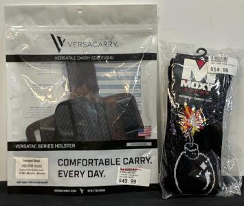 Versacarry Insurgent Deluxe IWB/OWB Holster for Sig P365 Macro, Brown, Right-Hand Draw & Moxy Rocket Socks (FL 10)