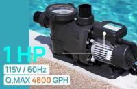 Vidapool SPT100-LV 1HP 115V Swimming Pool Pump With Timer, 4800 GPH, 40 Ft Head, 1.5" Discharge (FL 6) - 2
