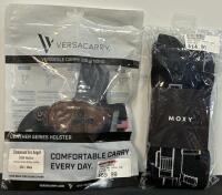 Versacarry Compound Arc Angel OWB Holster Size 4, Black/Brown, Right-Handed, Adjustable Tension & Moxy Rocket Socks (FL 10)
