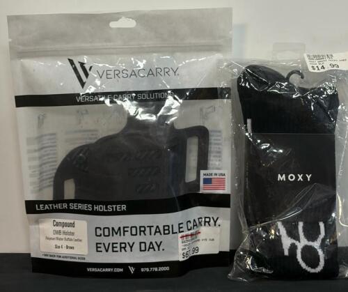 Versacarry Compound OWB Holster, Size 4, Brown, Right Hand, Optics Compatible & Moxy Brass Knuckle Socks (FL 10)