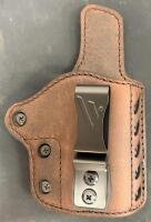 Versacarry Covert IWB Holster, Size 4, Hybrid Polymer/Brown Leather, 3.5" Barrel, RH, USA Made & Moxy American Flag Socks (FL 10) - 2