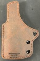 Versacarry Covert IWB Holster, Size 4, Hybrid Polymer/Brown Leather, 3.5" Barrel, RH, USA Made & Moxy American Flag Socks (FL 10) - 3