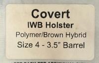 Versacarry Covert IWB Holster, Size 4, Hybrid Polymer/Brown Leather, 3.5" Barrel, RH, USA Made & Moxy American Flag Socks (FL 10) - 4