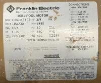 Franklin Electric 1081 Pool Motor, 3/4 HP, 115/230V, 3450 RPM, Model 1104345403 - 5