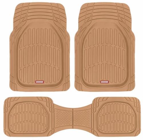 MotorTrend FlexTough Deep Dish Heavy Duty Tan Floor Mat Set, Universal, 3-Piece, Trim to Fit, Waterproof