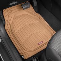 MotorTrend FlexTough Deep Dish Heavy Duty Tan Floor Mat Set, Universal, 3-Piece, Trim to Fit, Waterproof - 2