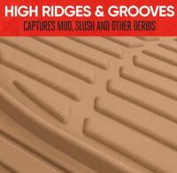 MotorTrend FlexTough Deep Dish Heavy Duty Tan Floor Mat Set, Universal, 3-Piece, Trim to Fit, Waterproof - 3