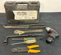Mixed Lot: Folding Camp Chair, Head Snowboard Bindings, Air Pump, Tools, Lantern, Propane (FL 4) - 6
