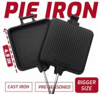 IPROUDER 4-Pack Cast Iron Pie Irons, 4.9" Sandwich Makers with Bag, Pre-Seasoned, Wood Handles - 2