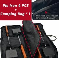 IPROUDER 4-Pack Cast Iron Pie Irons, 4.9" Sandwich Makers with Bag, Pre-Seasoned, Wood Handles - 3