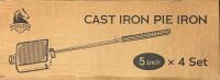 IPROUDER 4-Pack Cast Iron Pie Irons, 4.9" Sandwich Makers with Bag, Pre-Seasoned, Wood Handles - 5
