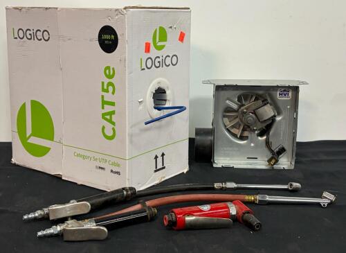LOGICO CAT5e Bulk Ethernet Cable, NuTone Exhaust Fan, Pneumatic Tools Lot, Air Tools, 1000ft (FL 6)