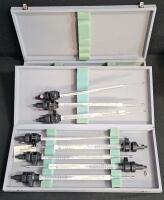 (#3) Mixed Military Collectible Lot: Eight Military Thermometers in Matching Cases, Woodland Camo Poncho Cover, Bivy Covers, Gas Mask and Chemical Gloves, GI Collectors Guide Vol 1 & 2, and More! - 2