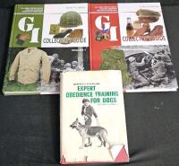 (#3) Mixed Military Collectible Lot: Eight Military Thermometers in Matching Cases, Woodland Camo Poncho Cover, Bivy Covers, Gas Mask and Chemical Gloves, GI Collectors Guide Vol 1 & 2, and More! - 7