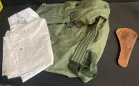 Military Surplus Lot: US Duffel, Field Cap, Holster, Rain Gear, 3x5 Confederate Flag, Web Belt ( Shelf 7 ) - 3