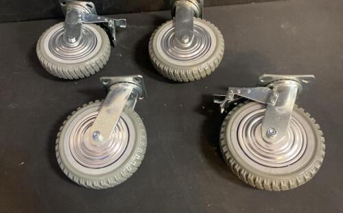 8" Heavy-Duty Swivel Caster Wheels with Brakes, Polyurethane Tread, Set of 4 ( Shelf 1 )