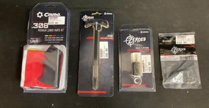CMMG .308 Parts Lot: MK3 Lower Parts Kit, ZEROED Charging Handle, Linear Comp, Ejection Port Cover (9)