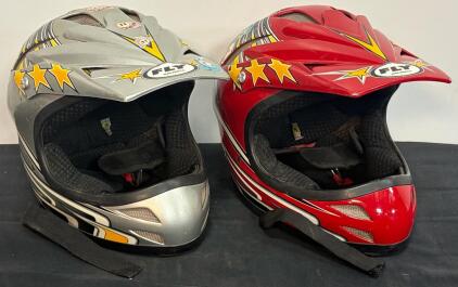 FLY Racing Youth MX Helmets - YS Size, Silver & Red, Star Graphics, Chin Strap, Pair (FL 4)