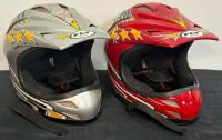 FLY Racing Youth MX Helmets - YS Size, Silver & Red, Star Graphics, Chin Strap, Pair (FL 4)