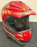 FLY Racing Youth MX Helmets - YS Size, Silver & Red, Star Graphics, Chin Strap, Pair (FL 4) - 2