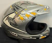 FLY Racing Youth MX Helmets - YS Size, Silver & Red, Star Graphics, Chin Strap, Pair (FL 4) - 6