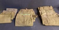 WWII Era Wool Military Trousers Lot, Side Buckles, Button Fly, U.S. Army Style, 8 Pairs- Various Sizes ( Shelf 10 )