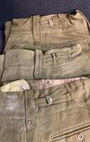 WWII Era Wool Military Trousers Lot, Side Buckles, Button Fly, U.S. Army Style, 8 Pairs- Various Sizes ( Shelf 10 ) - 2