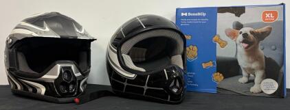 Polaris RZR Off-Road Helmet & Taotao HY-601 Full-Face Medium, ABS Shell, Vented, Black/White (FL 4)