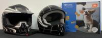 Polaris RZR Off-Road Helmet & Taotao HY-601 Full-Face Medium, ABS Shell, Vented, Black/White (FL 4)