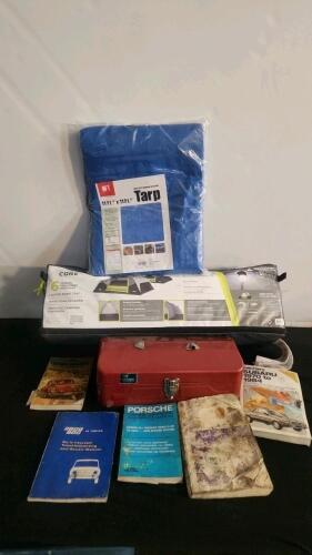 Core 6-Person Lighted Dome Tent, HFT 11' x 11' Tarp, "MY BUDDY" Toolbox, and Automotive Manuals Shelf-3