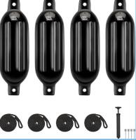KEMIMOTO 8.5" x 27" Inflatable Boat Fenders with Ropes and Inflator retail $110 a set (shelf 10)