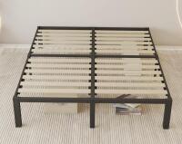 Queen Size Metal Platform Bed Frame with Wooden Slats and Sleep Zone Mattress Topper (shelf 5) - 2