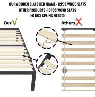Queen Size Metal Platform Bed Frame with Wooden Slats and Sleep Zone Mattress Topper (shelf 5) - 3