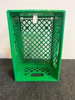 Green Plastic Utility Storage Crate with Molded Handles and Ventilated Design, misc hardware, misc paint brushes, cast iron, and more - 6