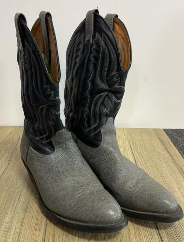 Twisted X Exotic Leather Cowboy Boots, Grey Foot/Black Shaft, Size 9.5 E (Used)