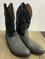 Twisted X Exotic Leather Cowboy Boots, Grey Foot/Black Shaft, Size 9.5 E (Used)