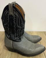 Twisted X Exotic Leather Cowboy Boots, Grey Foot/Black Shaft, Size 9.5 E (Used) - 2
