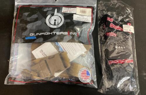 GunfightersINC Kenai Chest Holster S&W X-Frame Tan, MOXY Bacon Crew Socks Black, New (9)