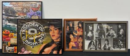 Set of 3 Framed Chyna Wrestling Collages/Posters and Vintage Truck Collage (FL 10)