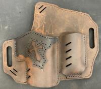 Versacarry Guardian Arc Angel OWB Holster w/ Mag Pouch, Size 3, Distressed Brown With Moxy Socks (FL 10) - 2