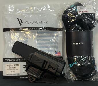Versacarry Compound Custom IWB Holster, Springfield XDM, Polymer/Water Buffalo Leather, Black, RH With Moxy Socks (FL 10)