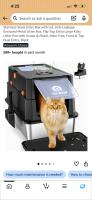 Hapaw Stainless Steel Enclosed Cat Litter Box Kit with Dual Entry, Flip-Top Lid, and Accessories - 4