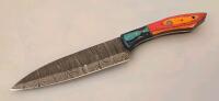 Handcrafted Damascus Steel Chef Knife Set &ndash; 4-Piece with Multicolor Wood Handles - 3