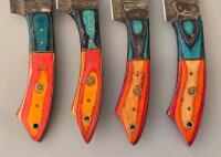 Handcrafted Damascus Steel Chef Knife Set &ndash; 4-Piece with Multicolor Wood Handles - 6